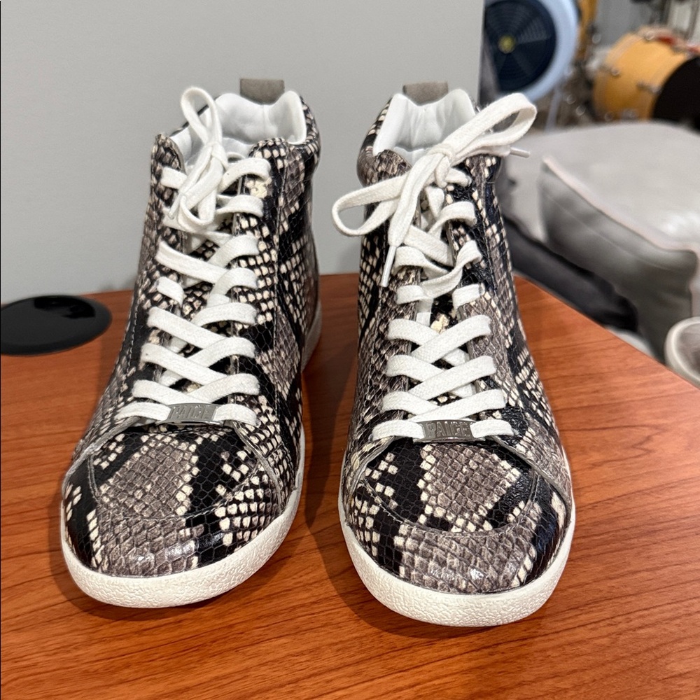 Paige Snakeskin High-Top Sneakers